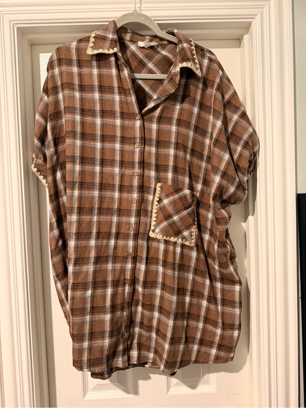 entro Brown Plaid Mini Dress with Contrast Trim